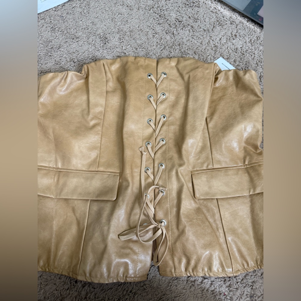 Princess Polly Camel Faux Leather Skirt